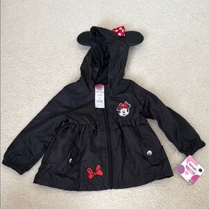Black Minnie Mouse Hooded Jacket with Red Bow. NWT